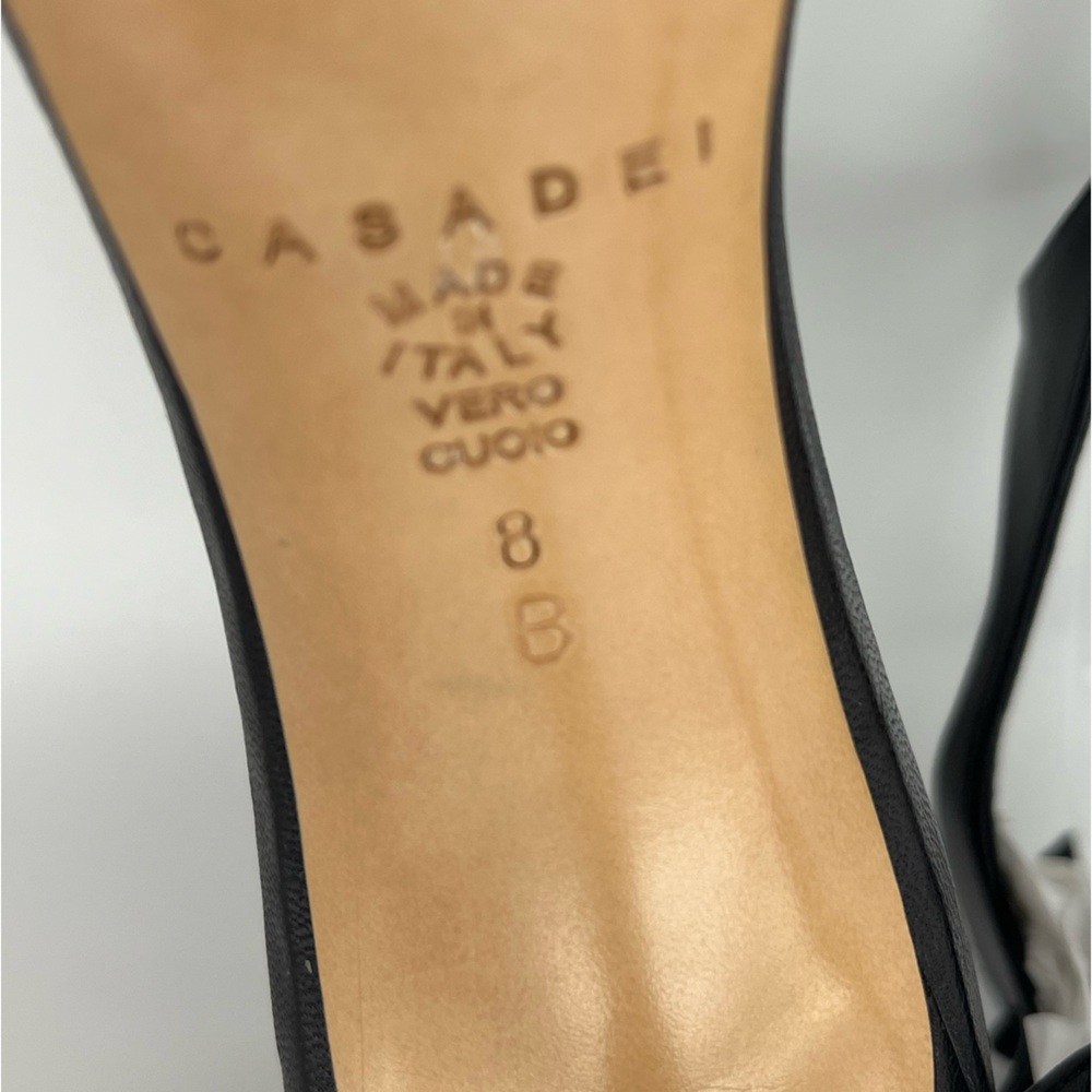 Casadei - Black Nappa Leather Open Toe Heels - Cut Out Design & Zipper Closure - Picture 7 of 11